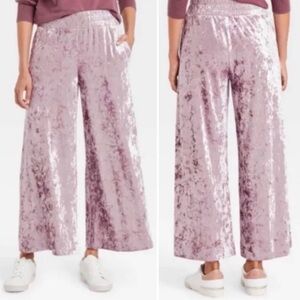 A NEW DAY High Rise Wide Leg Velvet Feel Pull-On Pants in Dusty Mauve Size S